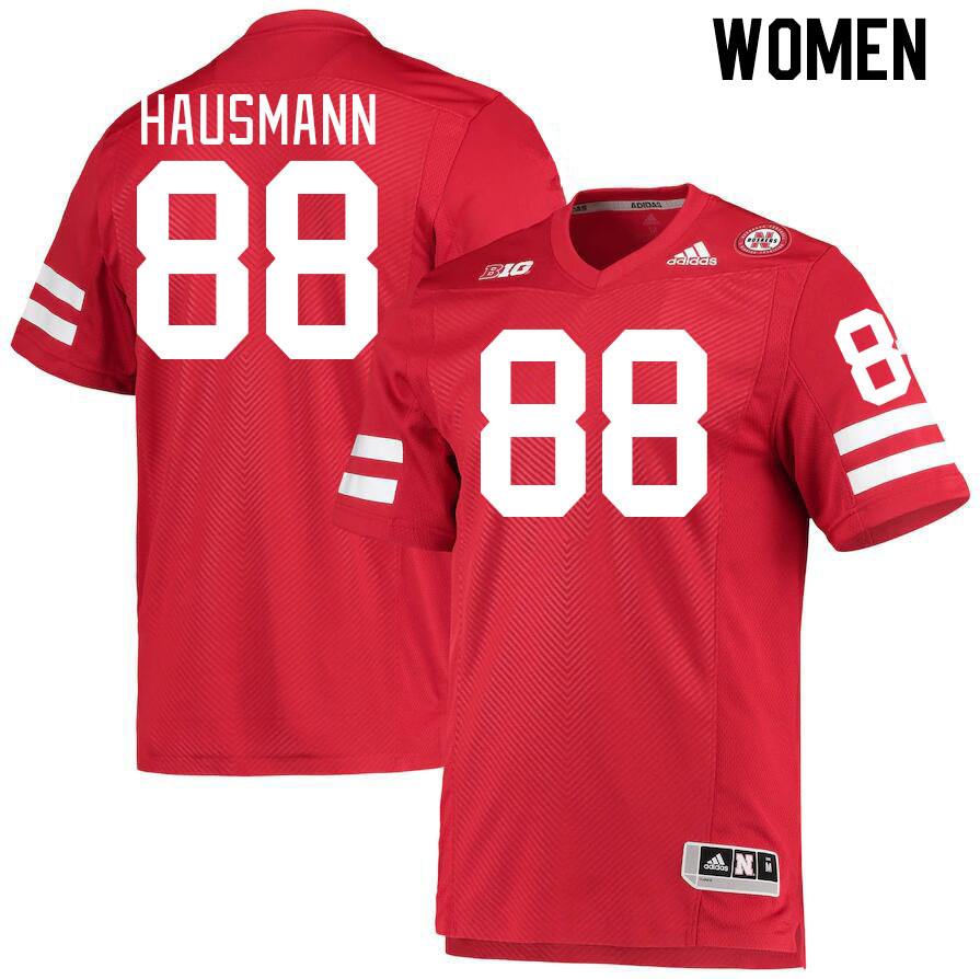 Women #88 Cooper Hausmann Nebraska Cornhuskers College Football Jerseys Stitched Sale-Red